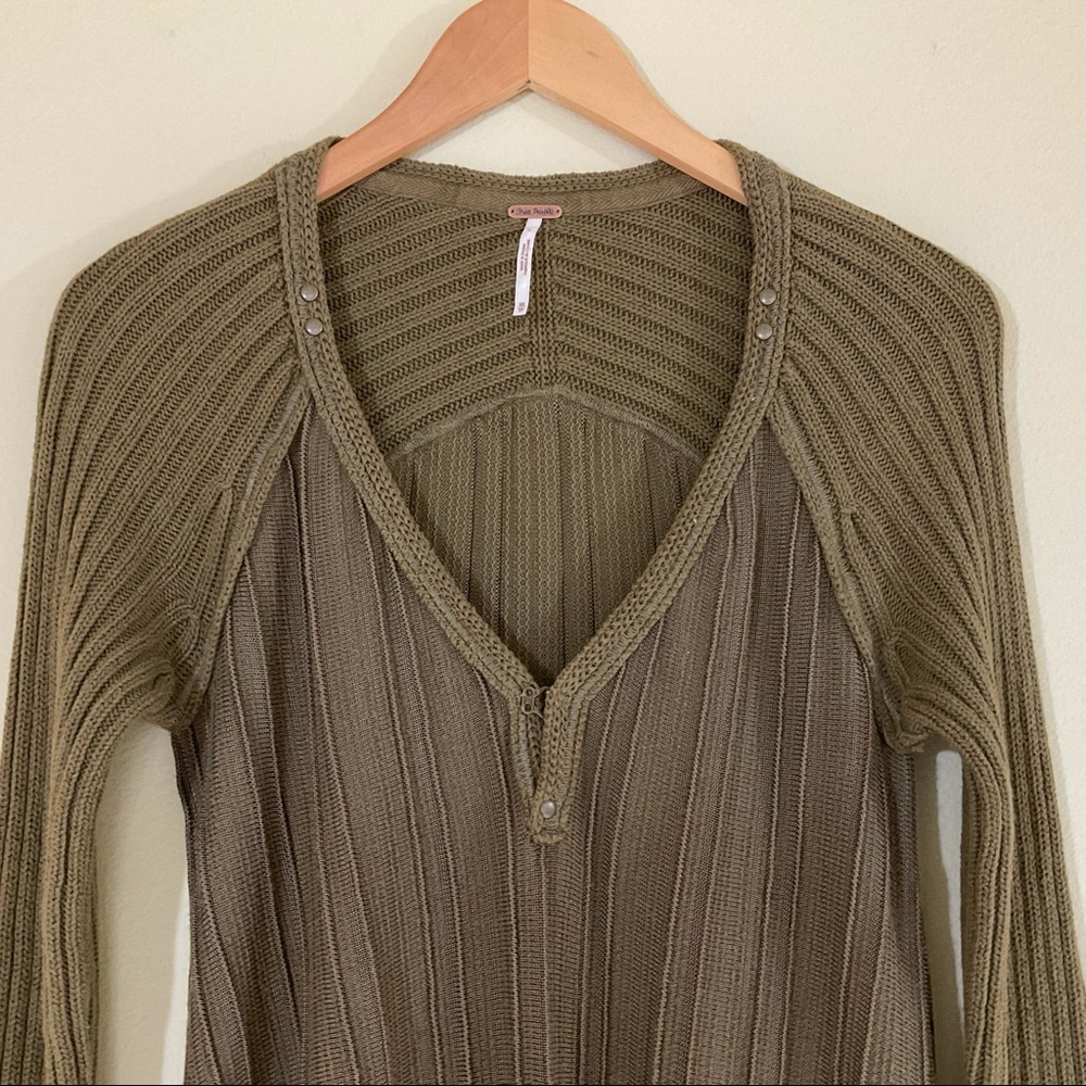 Free People Ribbed Knit Sweater Top XS - Picture 7 of 16